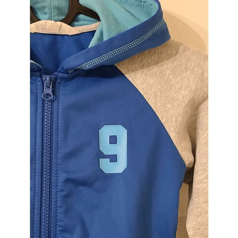 H&M Boy’s Blue Hooded Color Block Zip Closure Track Jacket Size 2-4YR